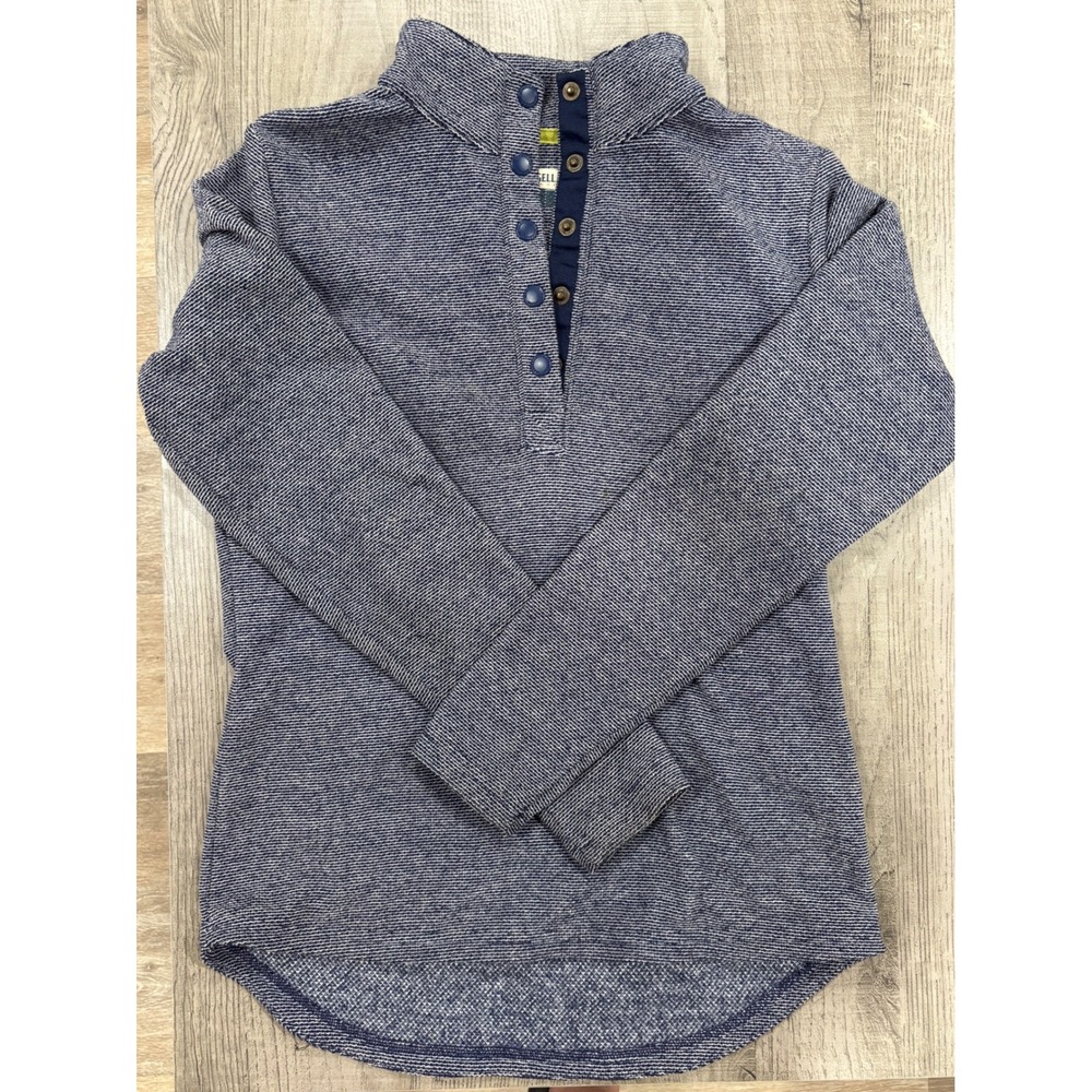 Magellan Outdoors Womens Navy White Textured Knit Quarter Snap Pullover Small